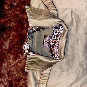 Living Dead Souls Army Green Military Button Up Stretchy Top Size L